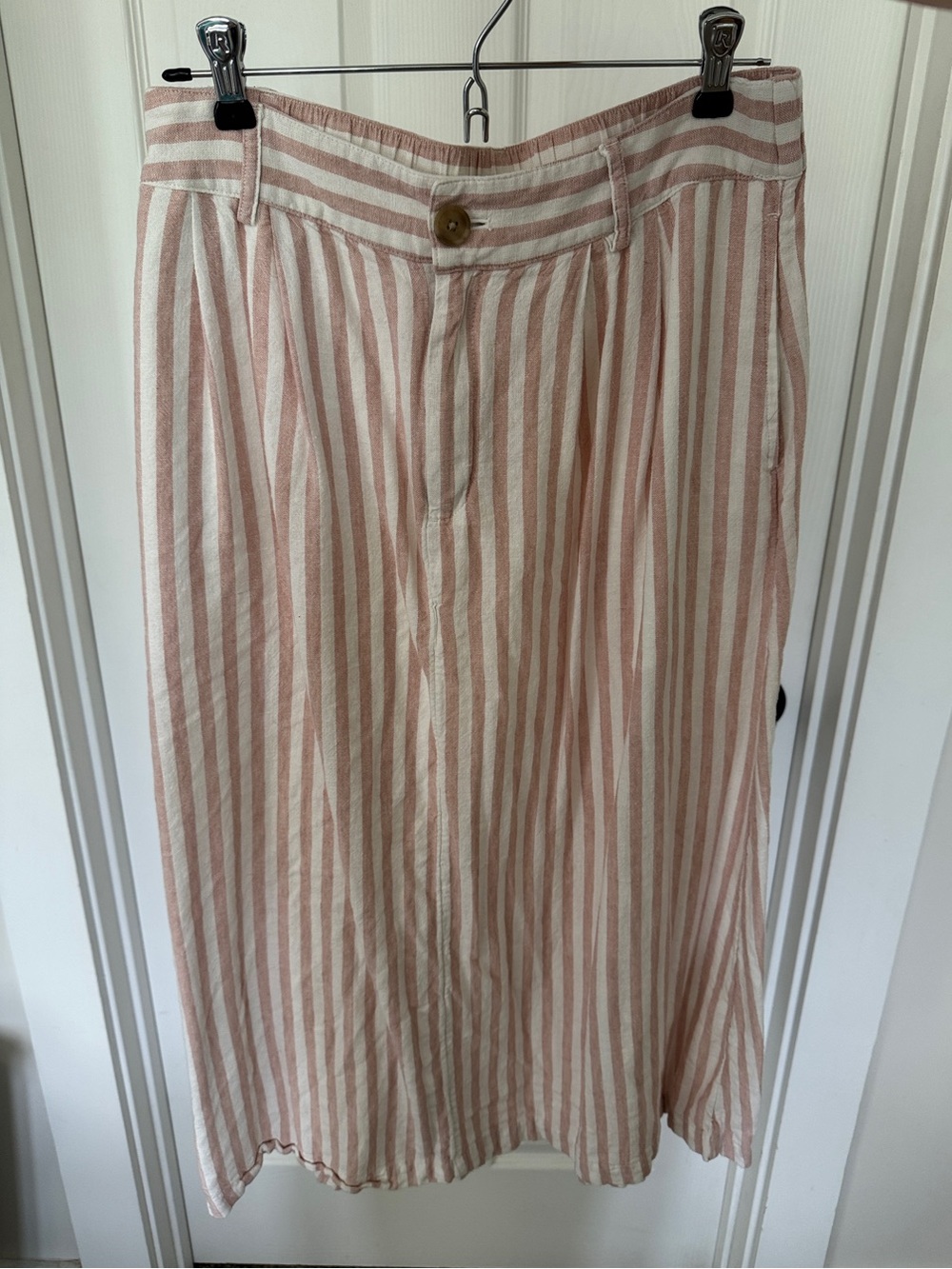 a new day Pink & White Vertical Stripe Midi Skirt